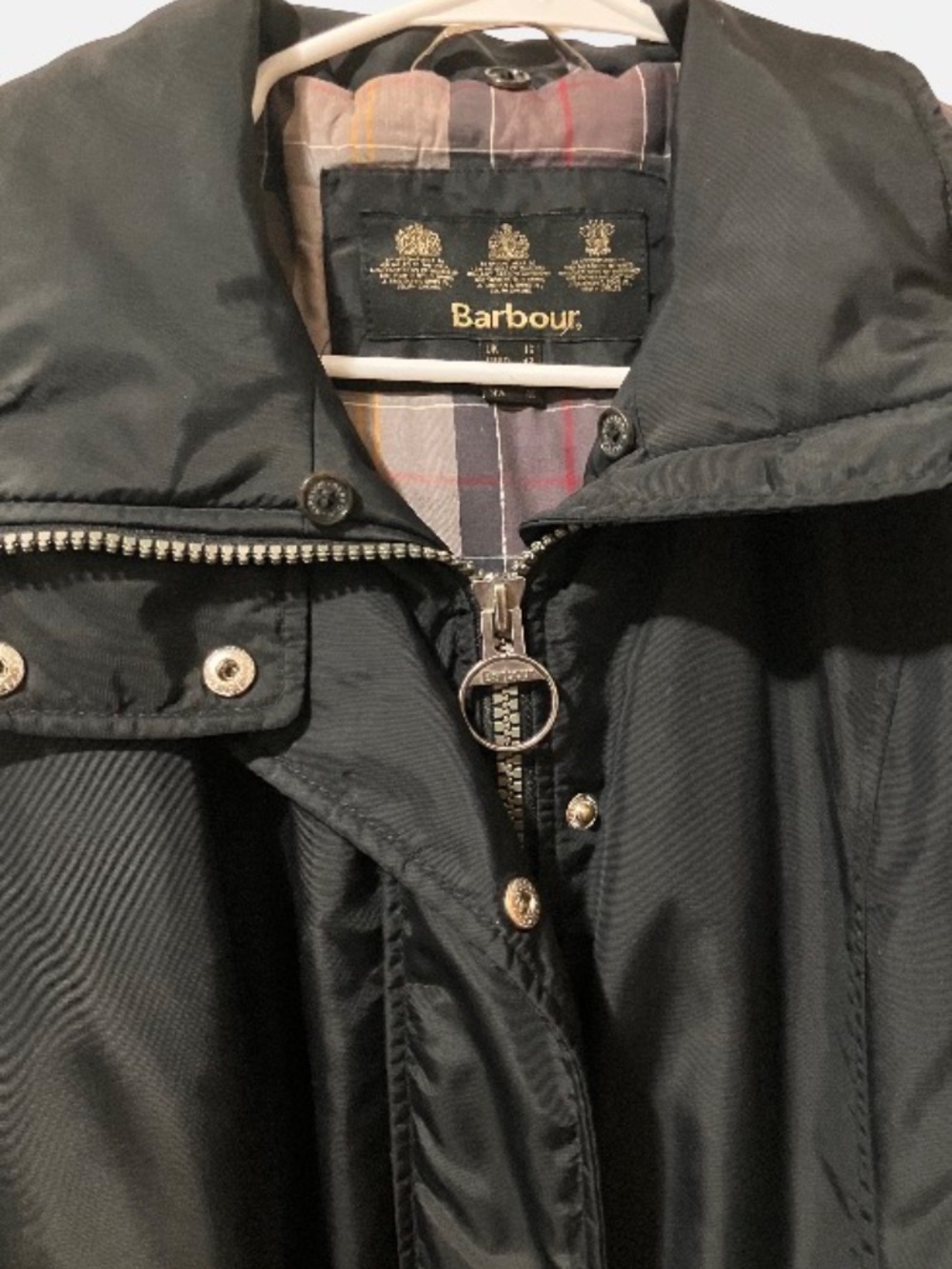 Barbour Belted Hooded Plaid lining quilted jacket Sz UK16 - Picture 4 of 6
